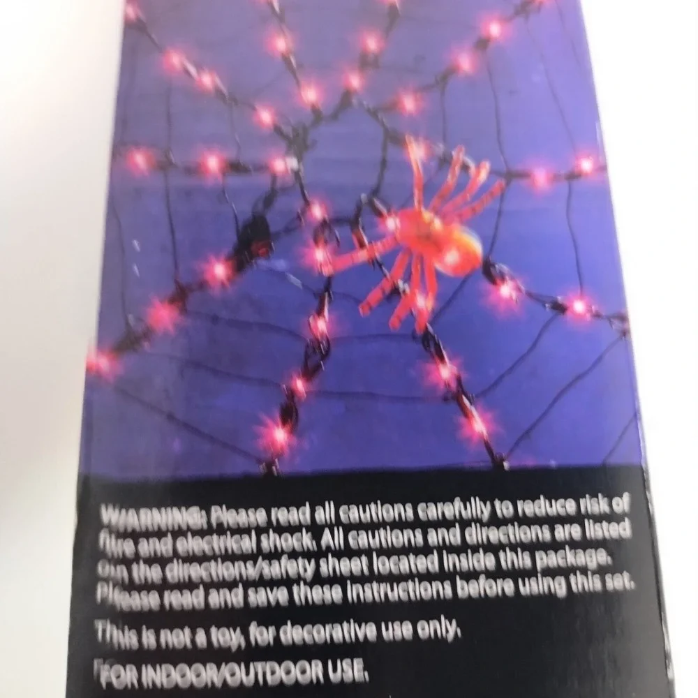 100 Ct Spider Web Shape Purple Light Set 2 Spider Reflectors Halloween Decor